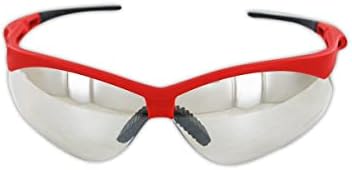 MAGID Wraparound Safety Glasses | Hard Coated Lightweight Sporty Designed Safety Glasses with a Soft TPR Nose Pad and Temple Tips (6 Pair), Red Frame | Indoor/Outdoor Lens
