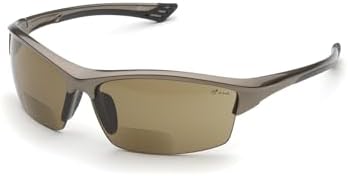Elvex Delta Plus RX-350BR 2.0 Diopter Bifocal Safety Glasses with Metallic Brown Frame and Brown Lens for Enhanced Vision, Comfort, and Protection at Work and Outdoors - WELRX350BR20