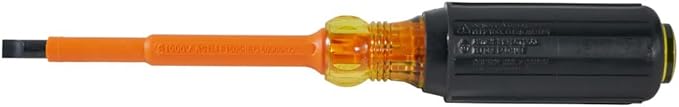 Klein Tools 602-4-INS 1/4-Inch Cabinet Tip Insulated Screwdriver, Made in USA, 4-Inch