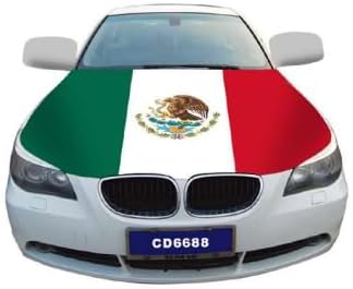 Car Hood Cover Country Flag Hood Cover Durable Weatherproof Universal Fit Car Cover for All Seasons Protection Custom Fit for Cars Trucks SUVs (Mexico.)