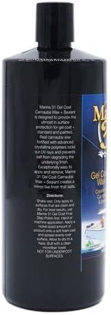 Marine 31 Gel Coat Carnauba Wax & Sealant | Protects & Enhances Gel Coat Surfaces | Long-Lasting Protection for Boats | M31-701 | 32oz