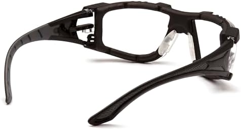 Pyramex Endeavor Plus Safety Glass Black/Gray Frame With Foam Padding Clear H2MAX Anti-fog Lens