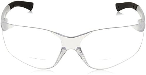 Crews BKH10 BearKat Magnifier Polycarbonate 1.0 Diopter Clear Lens Safety Glasses with Non-Slip Hybrid Black Temple Sleeve, 1 Pair (Pack of 2)