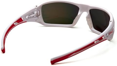 Pyramex Velar Safety Glasses, White-Red Frame/Sky Red Mirror Lens