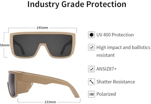 Safety Polarized Sunglasses for Men and Women UV400 Protection and Includes Removable Side Shields,ANSI Z87