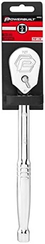 Powerbuilt 1/2 Inch Drive Sealed Head Ratchet, 72 Tooth, Reversible Switch, 5 Degree Swing, Spiral Contour Handle - 649932