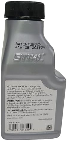 STIHL 0781 313 8002 2.6 Ounce High Performance Ultra 2 Cycle Engine Oil, 6 Pack