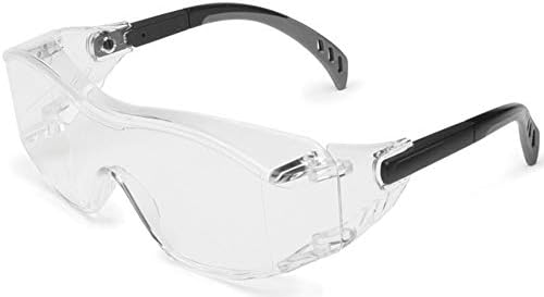 Gateway Safety 6980 Cover2 Safety Glasses Protective Eye Wear - Over-The-Glass (OTG), Clear Lens, Black Temple