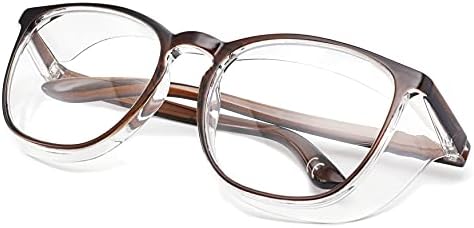 Alsenor Safety Glasses Anti Fog Goggles Protective Eyewear Blue Light Blocking Anti Dust UV Protection Glasses For Men Women (Brown)