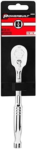 Powerbuilt 1/4 Inch Drive Sealed Head Ratchet, 72 Tooth, Reversible Switch, 5 Degree Swing, Spiral Contour Handle - 649930