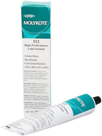 Molykote 112 150g 5.3oz High Performance Lube/Sealant Lubricant Grease for Valve Lubrication & Sealing High Consistency Nonmelting Silicone Shear Resistant Translucent White Dow Corning