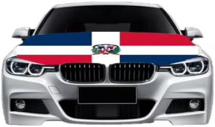 Car Hood Cover Country Flag Hood Cover Durable Weatherproof Universal Fit Car Cover for All Seasons Protection Custom Fit for Cars Trucks SUVs (Dominican)