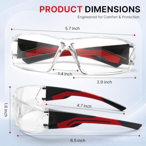 30 Pack Clear Safety Glasses for Men Bulk, Wrap Around Eye Protection
