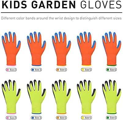 HANDLANDY 2 Pairs Kids Gardening Gloves, Grippy Kids Work Gloves, S