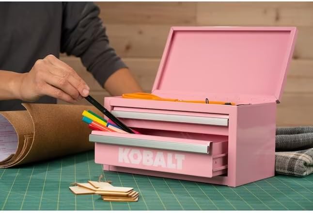 Mini 2-Drawer Steel Tool Box Pink