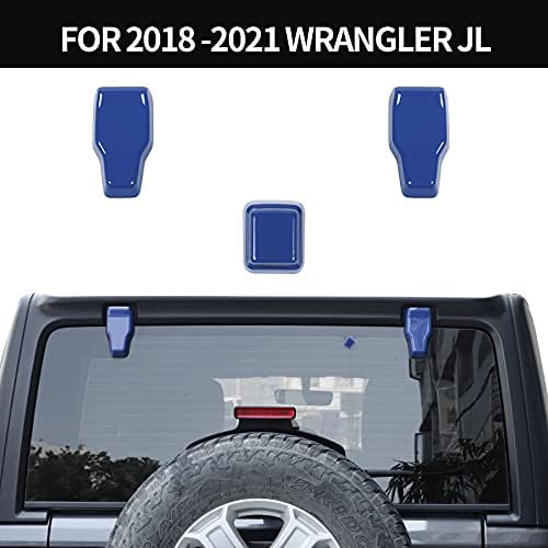 Rear Tail Door Window Hinge & Rear Rain Wiper Nozzle Decorative Cover Trim for 2018-2021 Jeep Wrangler JL JLU(Blue)