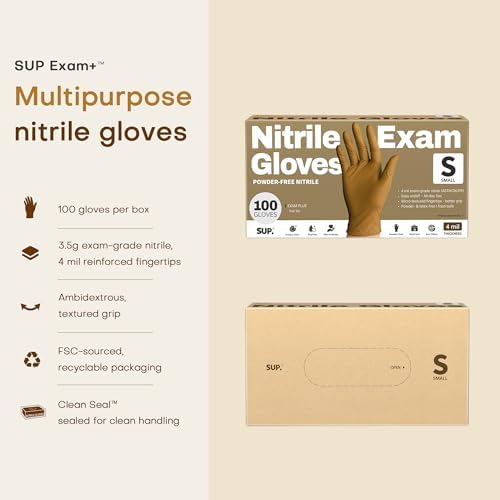 Supmedic SUP Exam Plus® Nitrile Gloves, Powder-Free Disposable, Trail Tan