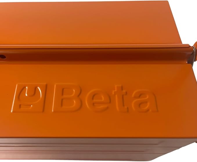 Beta C20L 5-Section Cantilever Metal Tool Box | Heavy-Duty Steel Construction, Lockable, 22” Portable Tool Storage with Fold-Down Handle | Orange, 55 lb Capacity