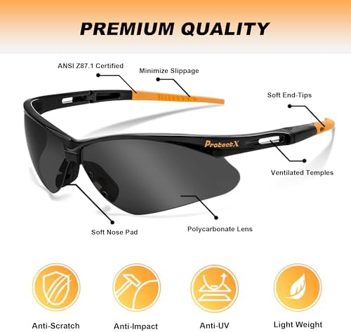 ProtectX Safety Glasses for Men & Women, Safety Sunglasses