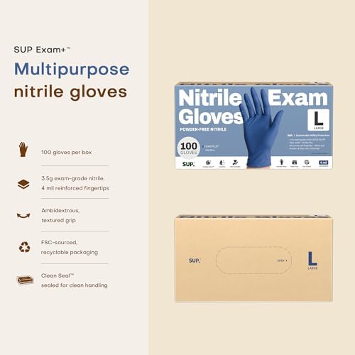 Supmedic SUP Exam Plus® Nitrile Gloves, Powder-Free Disposable Med Blue