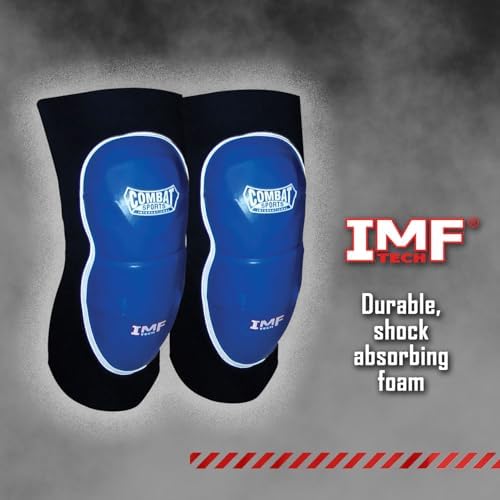 Combat Sports MMA Advanced IMF Tech™ Knee Pads – Injected Molded Foam, Leather Striking Surface, Neoprene Sleeve Support (Large, New)