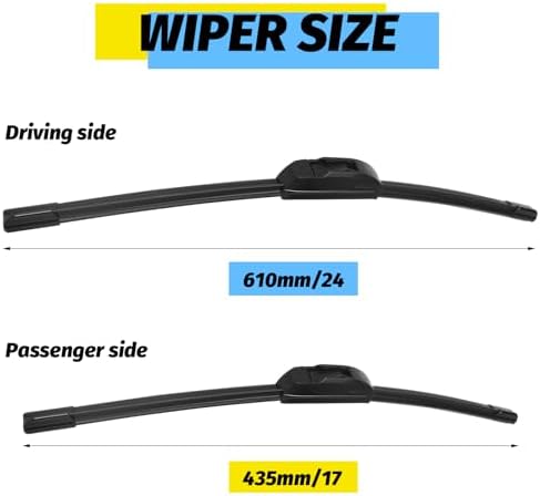 24"+17" Windshield Wiper Blade Replacement Kit for 2014-2017 QX50, 2007-2017 LS460, 2006-2012 RAV4 - OEM Quality All Season Windshield Wiper U/J Hook (Set of 2)