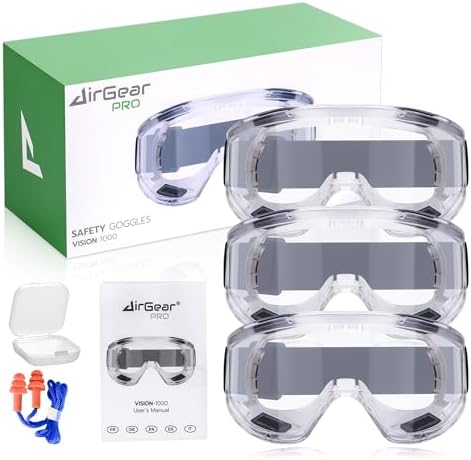 AirGearPro Vision-1000 Anti-Fog Safety Goggles, ANSI Z87.1 Anti-Scratch