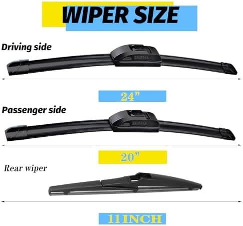 24"+20"+11" Windshield Wiper Blade Replacement Kit for 2011-2015 Kia Sorento/2010-2019 Kia Soul/2018-2019 Kia Soul EV - OEM Quality All Season Windshield Wiper U/J Hook (Set of 3)