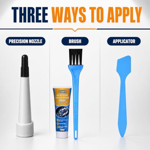 White Lithium Grease with Brush, 85g Waterproof Multi-Purpose Lubricant, Rust & Corrosion Protection for Automotive, Trailer, Garage Door, Hinges, Bearings & Industrial Equipment 3oz/85g
