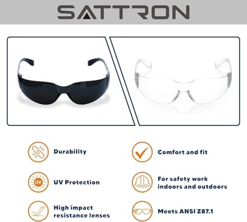 50 Pack of Tinted Safety Glasses, Scratch & Impact Resistant Protective Eyewear, Dark Lenses for UV Protection, Safety Sunglasses for Construction, Outdoor Work & Shooting