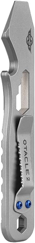 OKNIFE Otacle 2 EDC Ti Bottle Opener, Pry Bar with Metric Ruler, Multi-sized Hex Wrench and Pocket Clip(Gray)