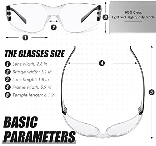 Chumia 48 Pairs Safety Glasses Protective Eyewear Goggles Scratch Impact Resistant Eye Protection for Men Women Work