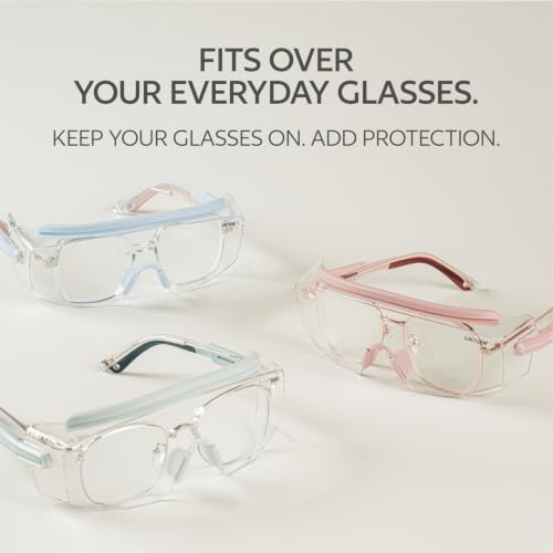 UKNOW Safety Goggles Over Glasses, Anti Fog Safety Glasses with Clear Wraparound Lens, ANSI Z87.1 Protective Eyewear