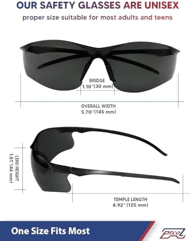 Safety Glasses 28 Pack Smoke Tinted: ANSI Z87.1 Certified Anti-Scratch Polycarbonate Lens UV Protection for Construction & Cycling, Woodworking & Lab Lightweight Sofety Nose Pad Unisex