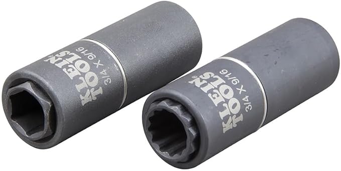 Klein Tools 66001 2-in-1 Impact Socket, Sizes 3/4-Inch and 9/16-Inch Hex, 12-Point Deep Socket Wrench with 1/2-Inch Drive