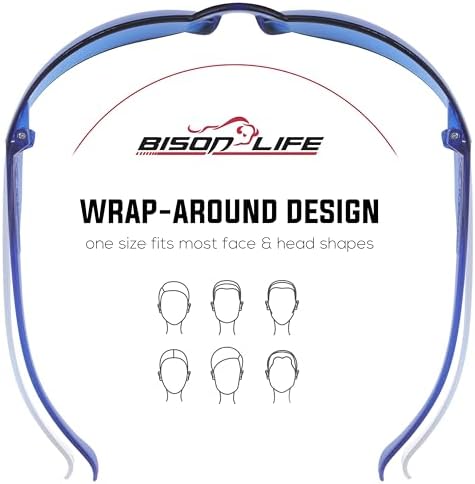 BISON LIFE Blue Safety Glasses for Men & Women, ANSI Z87.1, 6 Pack