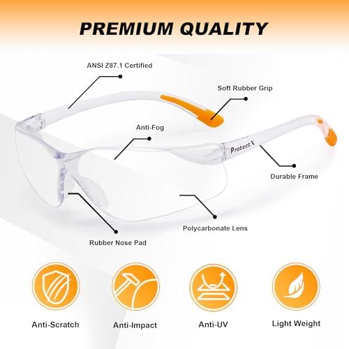 ProtectX Safety Glasses for Men & Women, Safety Sunglasses