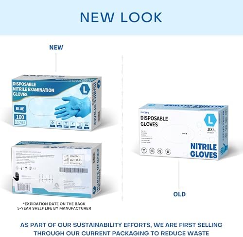 Medguy Medical Blue Nitrile Disposable Exam Gloves 4Mil Latex & Powder-Free