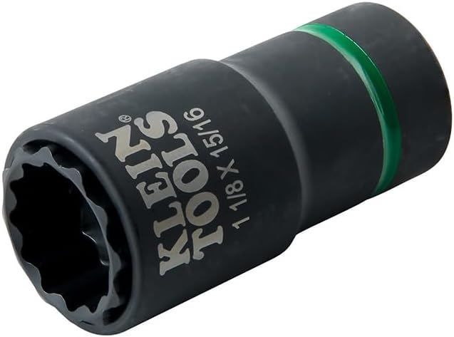 Klein Tools 66016 2-in-1 Impact Socket with 12-Point Deep Sockets, Coaxial Spring Loaded in 1-1/8 and 15/16-Inch Sizes