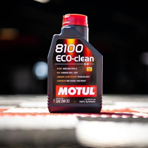 Motul 8100 ECO-clean 0W-30 Motor Oil – 100% Synthetic Engine Oil, ACEA C2 Mid SAPS, Low Emissions Formula, for Modern Engines with DPF & Catalytic Converters – 1 Liter