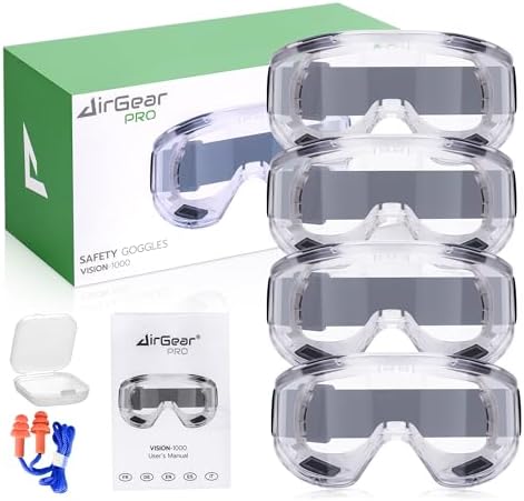 AirGearPro Vision-1000 Anti-Fog Safety Goggles, ANSI Z87.1 Anti-Scratch