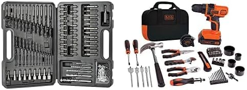 Black & Decker LDX120PK 20-Volt MAX Lithium-Ion Drill and Project Kit w/ BDA91109 Combination Accessory Set, 109-Piece