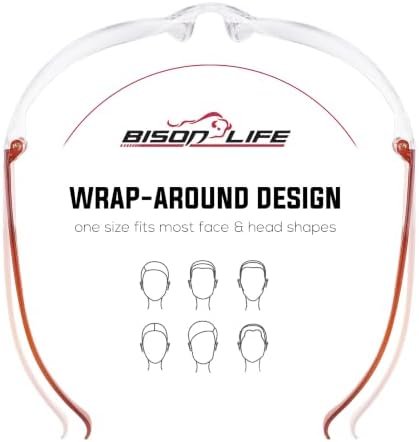 BISON LIFE Clear/Orange Safety Glasses for Men & Women, ANSI Z87.1, 6 Pack
