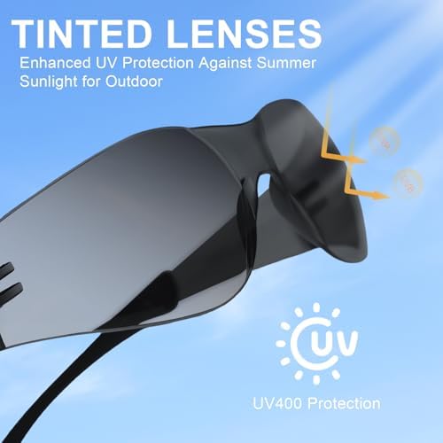 ANSI Z87.1 Tinted Safety Glasses Bulk 80pack,Safety Sunglasses for men and women,Scratch & Impact Resistant UV protection sunglasses for Construction,Outdoor Sports & Work