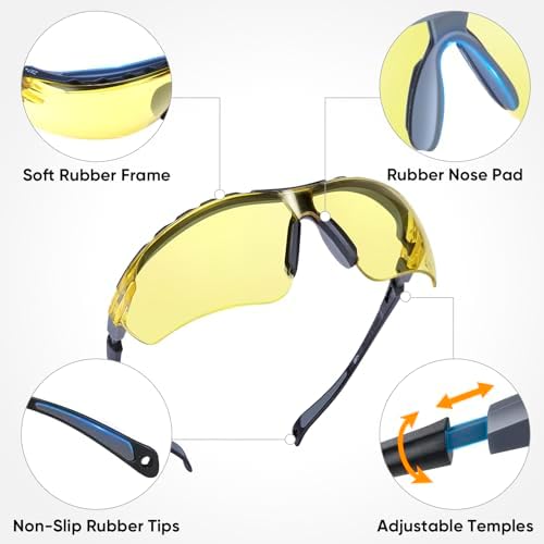 TICONN Anti-Fog Safety Glasses for Men & Women, ANSI Z87.1 Eye Goggles