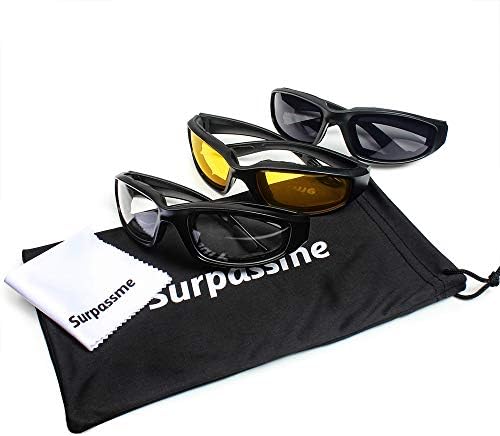 3 Pair Motorcycle Riding Glasses Padding Goggles UV Protection Dustproof Windproof Motorcycle Sunglasses for Outdoor Actives