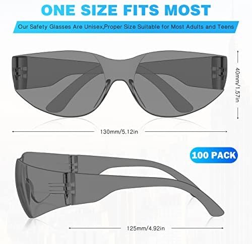 WFEANG 100 Pack Safety Glasses With ANSI Z87.1 (50 Pack Clear+50 Pack Grey)