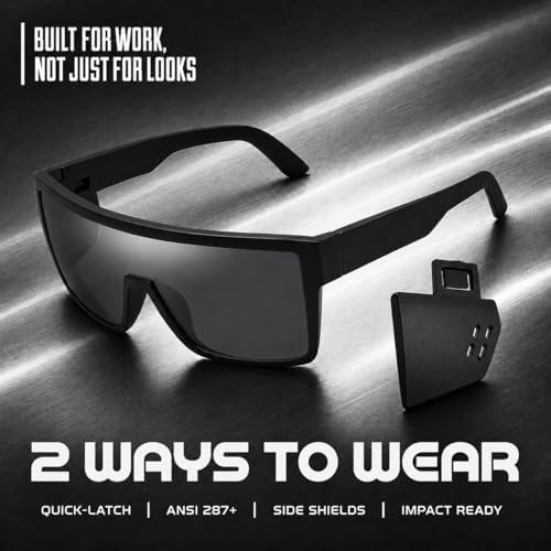 Safety Polarized Sunglasses for Men and Women UV400 Protection and Includes Removable Side Shields,ANSI Z87