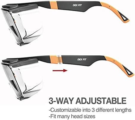 DEX FIT Safety Glasses SG210 Series - Anti-Fog & Scratch Resistant Z87.1 Certified, Adjustable Temples