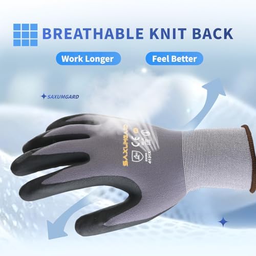 Microfoam Nitrile Coated Work Gloves Men, 5/10 Pairs